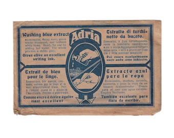 Antique German Dry Blue Ink Powder ADRIA Washing Extract in Envelope. Vintage Pack of Dry Blue Ink Adria