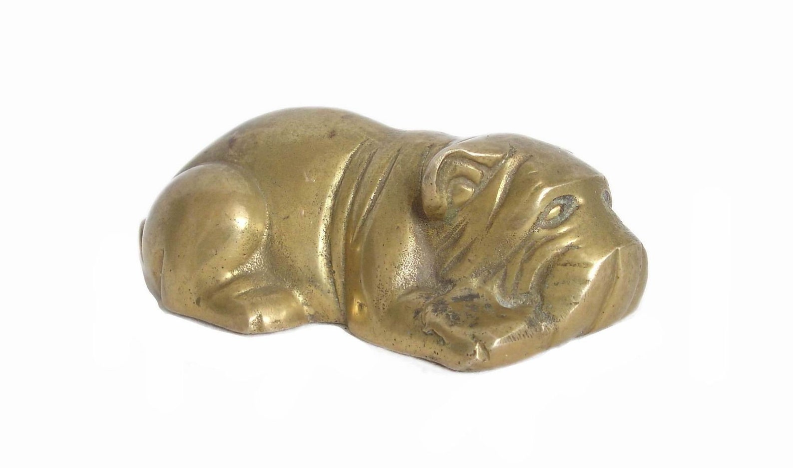 Vintage Brass Bronze Dog Shar Pei Figure Figurines Brass Dog Etsy