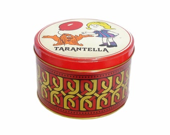 Vintage Round Biscuit Tin Box TARANTELLA. Vintage Cookies Litho Tin Box, Lithographed Tins, Collectable Tins