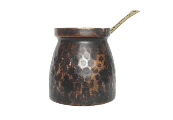 Antigua cafetera turca de cobre martillada a mano con mango de | Etsy México
