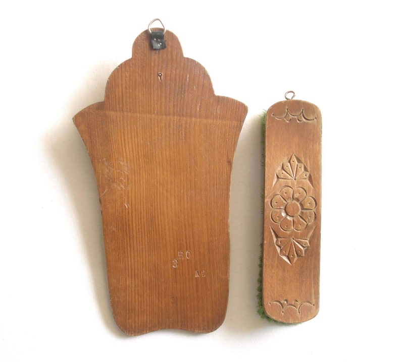 Vintage Wall Hanging Wooden Clothes Brush with Holder. Old Set Etsy