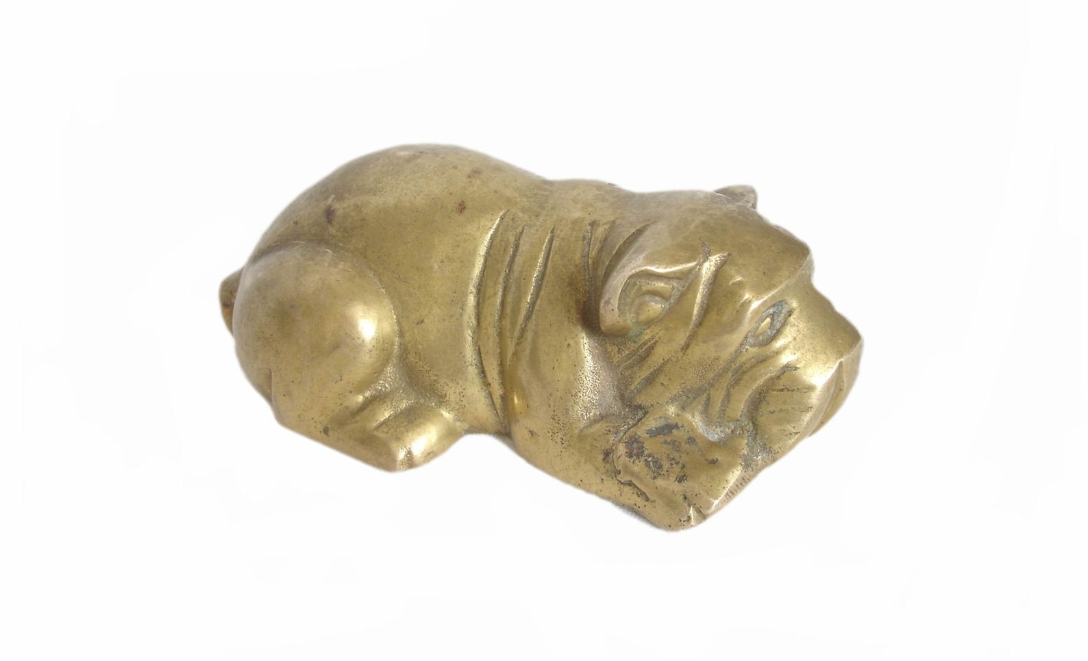 Vintage Brass Bronze Dog Shar Pei Figure Figurines Brass Dog Etsy