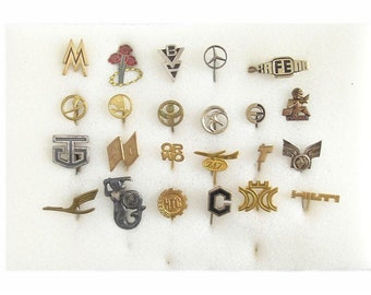 Vintage Company Logo Emblem Pins Badges Set of 23. Lapel Pin Badge, Patch Badge Logo, Mix of Badges Pins