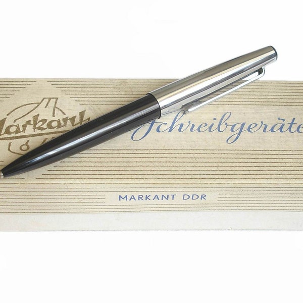 Vintage German MARKANT Ballpoint Pen with Original Box. Vintage Black and Metal Ball-pen Model K165, Collectible Pens