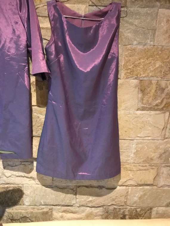 1960's Vintage Metallic Purple 2 Piece Set/ Power… - image 3