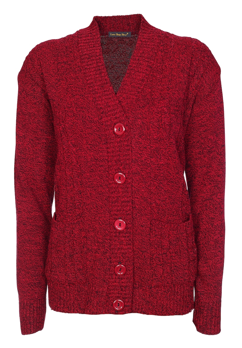 Classic Cable Knit Cardigan for Women Ladies Sizes 10-20 Long Sleeve ...