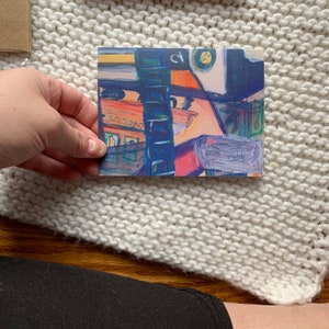 Tarjetas impresas de arte abstracto; paquete de 4 tarjetas en blanco con sobres kraft