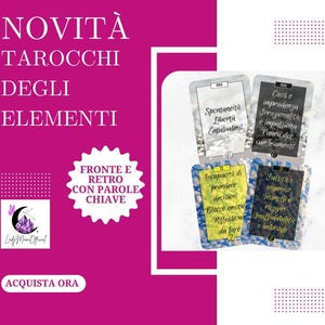 Tarocchi degli Elementi - LadyMoonOfficial (Con parole chiave al dritto e al rovescio) + Segni Zodiacali