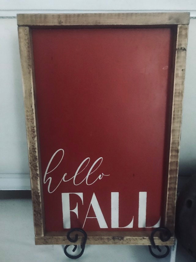 Hello Fall wood sign front door sign farmhouse fall sign | Etsy