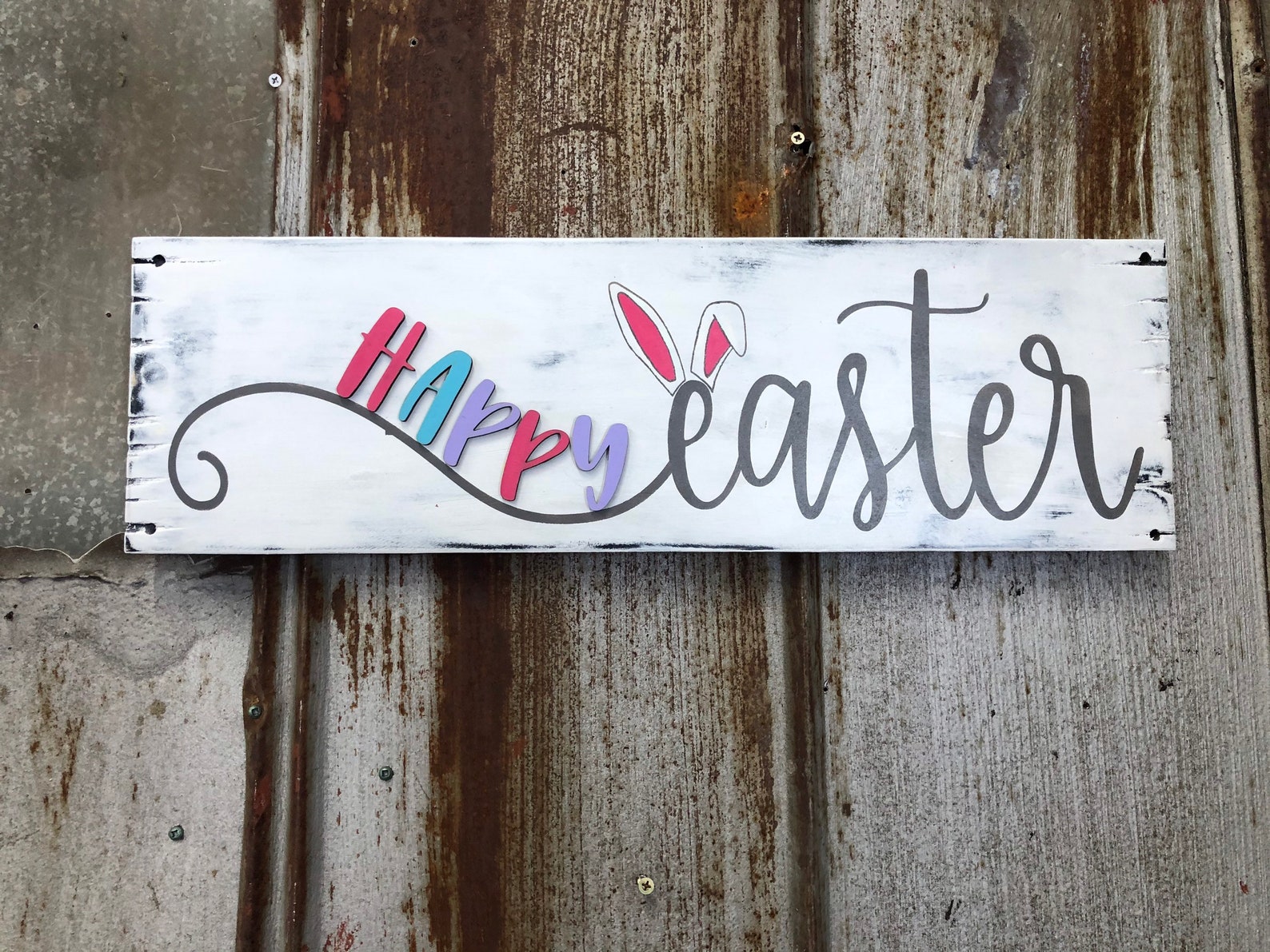 Happy Easter Sign Easter Sign Bunny Sign | Etsy