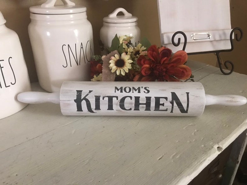 Mom's Kitchen Rolling Pin Kitchen Painted Rolling Pin Etsy