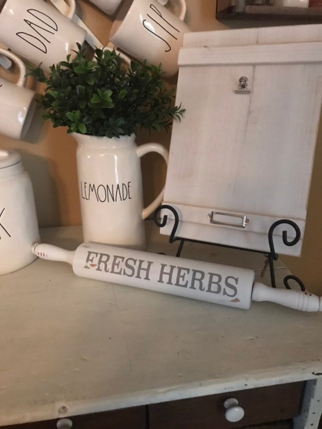 Rolling Pin Kitchen Sign, Painted Rolling Pin, Vintage Rolling Pin