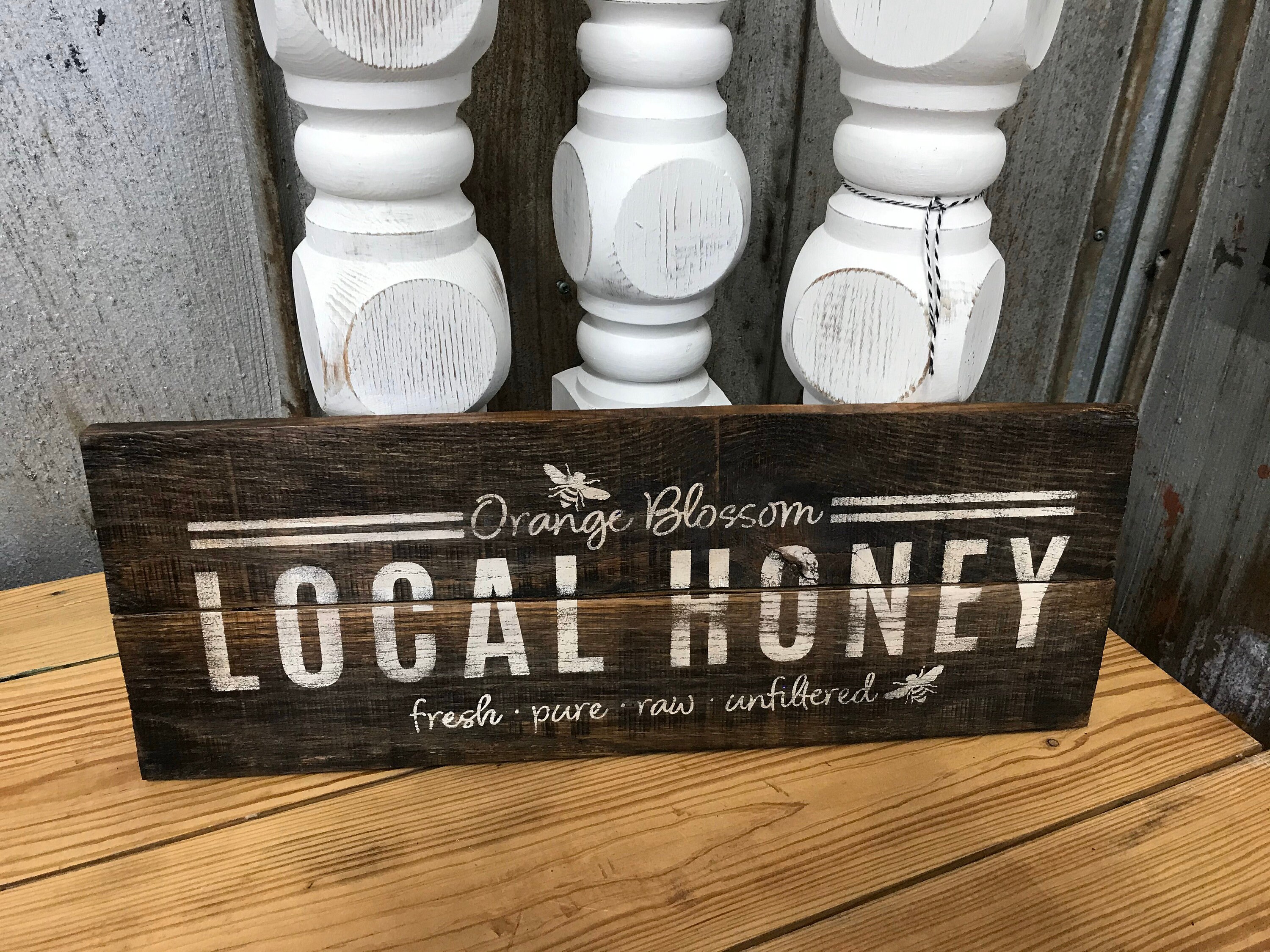Rustic Bee sign Honey Bee sign Spring wood sign Etsy