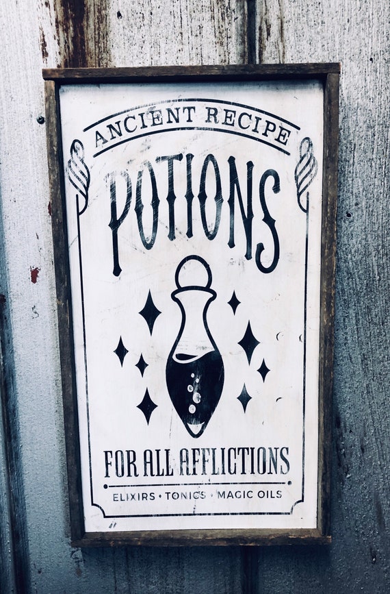 Potion Halloween sign Distressed Halloween sign Potion sign | Etsy