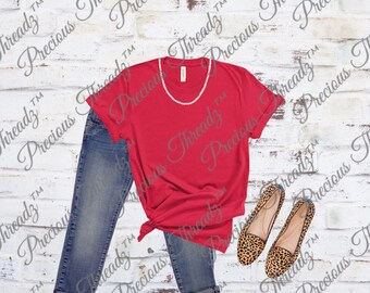 Camiseta Camisa Mock / Flat Lay / Bella 3001 / Rojo / JPG