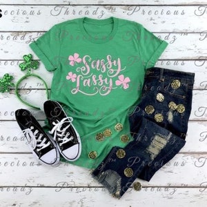 SCREEN PRINT KIDS - Sassy Lassy | St. Patrick&#39;s Day | Clover Day | Leprechaun | Youth Design | Screen Print Transfer |