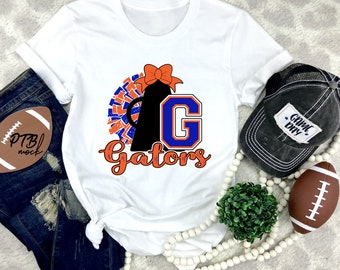 INSTANT Download - Gators Cheer Pom, Football, Grunge Style,  Football, Gators Orange and Navy, Colorful Svg, Png, PDF