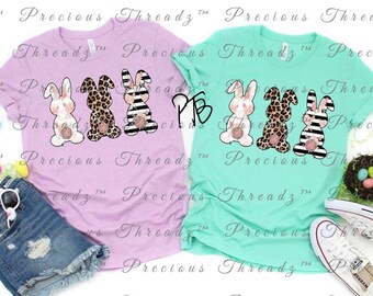 SCREEN PRINT - Easter Bunny Trio Print  | Easter | Screen Print Transfer | Full Color | Cheetah |