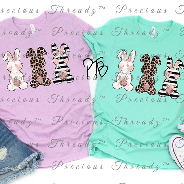 SCREEN PRINT - Easter Bunny Trio Print  | Easter | Screen Print Transfer | Full Color | Cheetah |