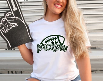 SCREEN PRINT | Packers Cheer, Football, Grunge, Football, Transfer, Green and Gold Football