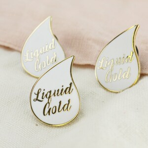 Liquid Gold Enamel Lapel pin badge , Breastfeeding Mother Gift, midwife, doula, breastfeeding supporter image 1