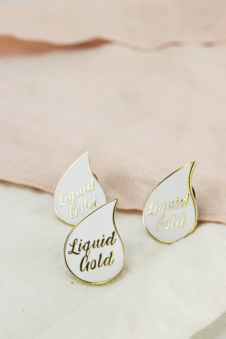 Liquid Gold Enamel Lapel pin badge , Breastfeeding Mother Gift, midwife, doula, breastfeeding supporter image 1