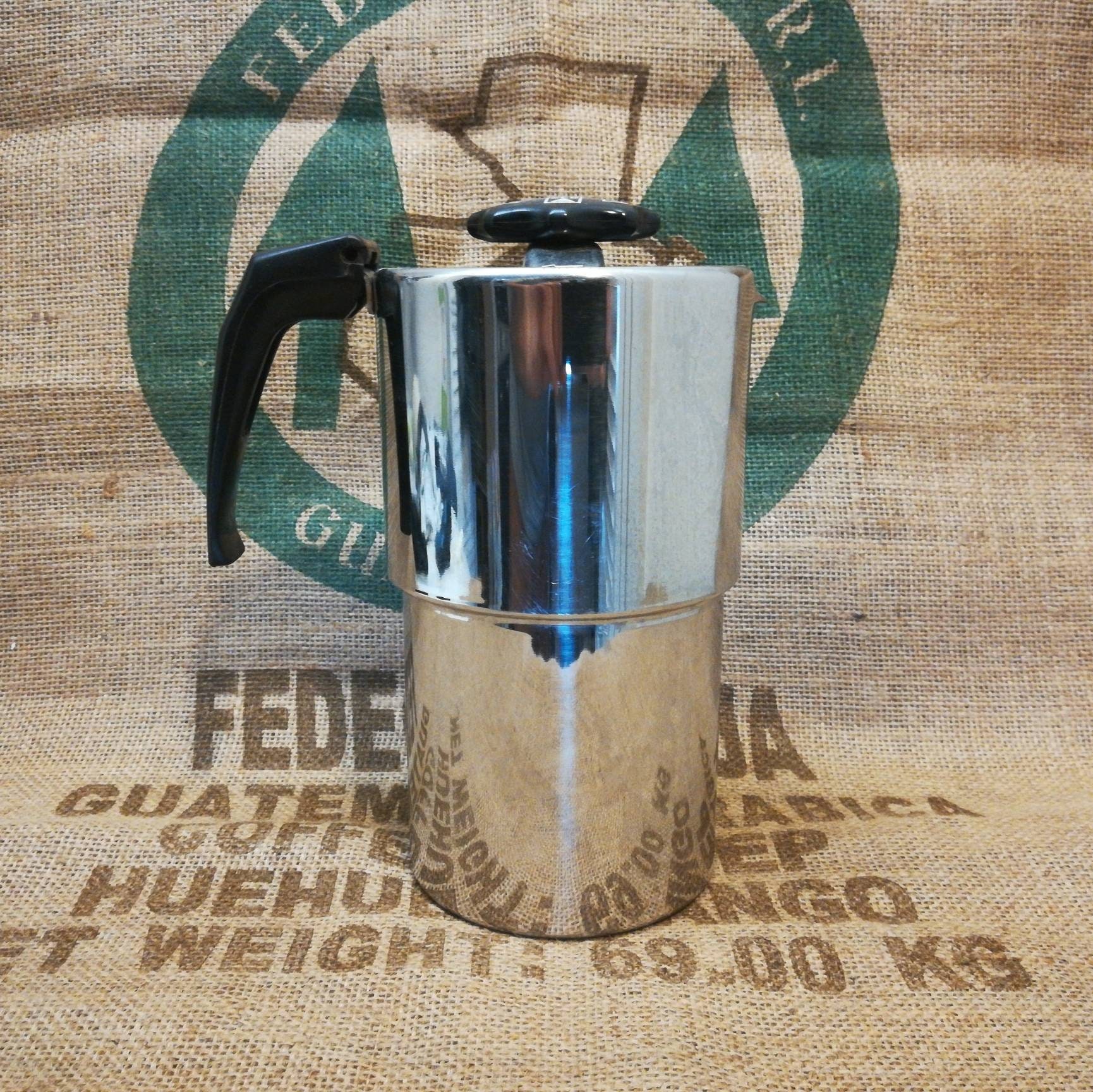 Vintage Stovetop Coffee Maker Gefu, Moka Pot, Metal Coffee