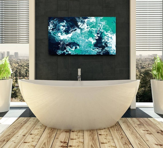 Turquoise Bathroom Home Decor. Zen Spa Ocean Water. Blue Green Etsy
