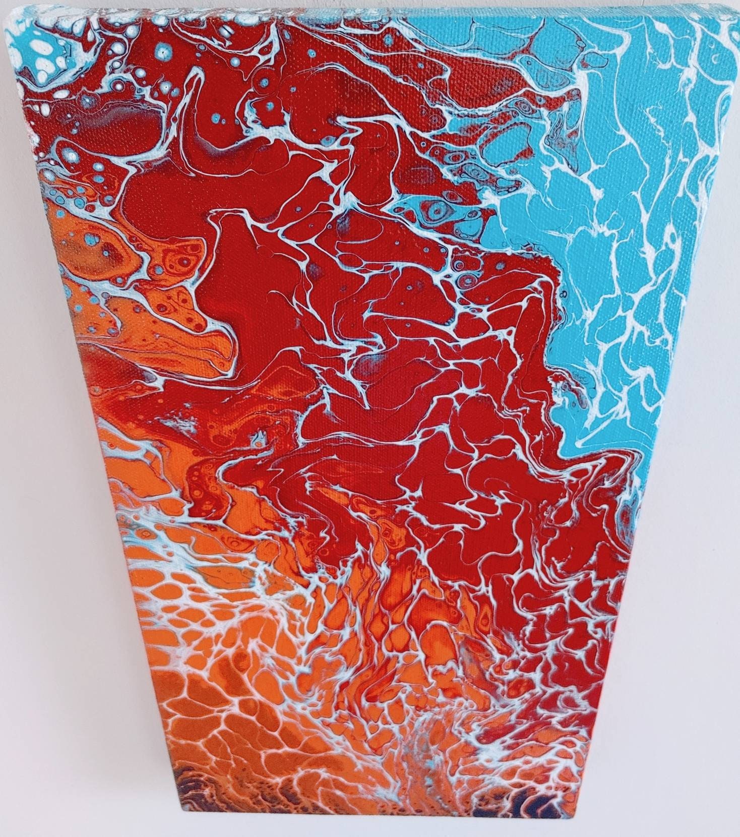 オリジナルアクリルキャンバス絵画：オレンジ、赤、青の抽象画 - Etsy 日本