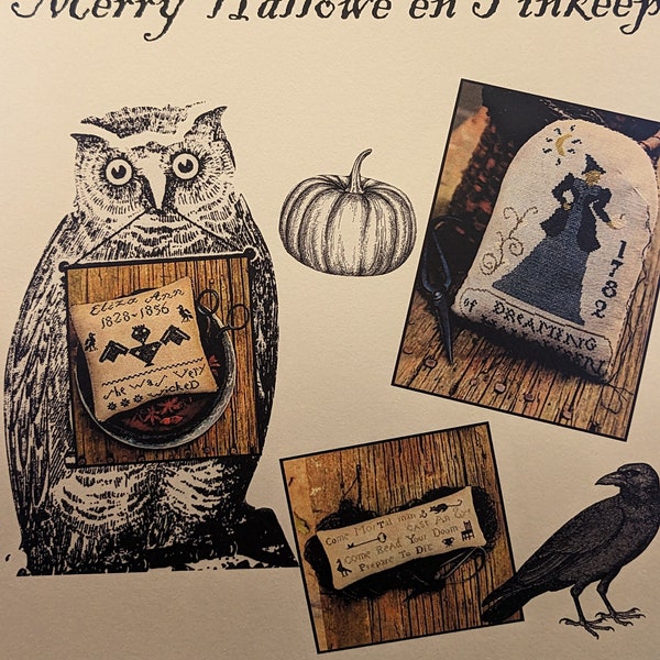 Stacy Nash Primitives - Merry Halloween Pinkeeps - Cross Stitch Pattern - 3 spooky designs for the haunting season