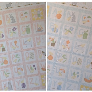 Alphabet Panel Pink or Blue-  Little Chicks Flannel - By the Half Yard - Bonnie Sullivan -  #F10560