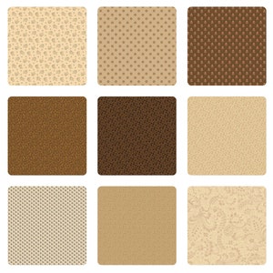 Piecemakers Sampler - Pam Buda -  Build Your Own FQ  Bundle - Reproduction Fabrics - Cream, Tan,  Brown