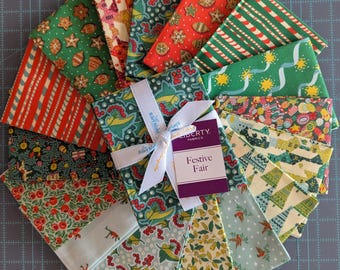 Festive Fair - Build Your Own Fat Quarter Bundle  - Red, Green, Aqua, and Gold Liberty of London Christmas Prints - Lasenby Cotton