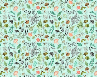 Imagine Forest Floor  -Light Turquoise - by Rebecca Jones For Clothworks -  Sold by the half yard = 3423 - 100