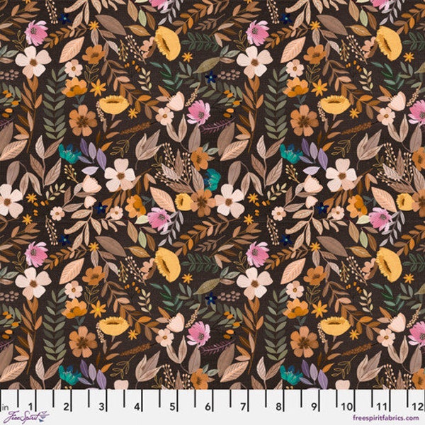 Autumn Friends - Evening  - Dark Brown - By The Half Yard - Mia Charro - PWMC034