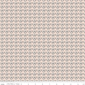 May include: A seamless fabric pattern featuring a repeating design of black and white stylized waves with a pink background. The waves are arranged in a staggered pattern, creating a sense of movement and depth.