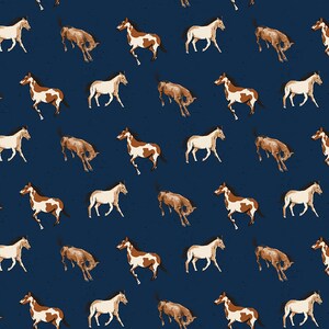 Wild Rose - Horses Navy - By the Half Yard  - Riley Blake Designs - 14042 - Navy