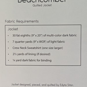 Beachcomber Quilted Jacket Pattern by Laundry Basket Quilts - Edyta ...