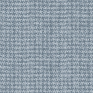 May include: A seamless pattern of a blue and white houndstooth design. The fabric has a textured appearance, with a repeating pattern of small, irregular shapes. The color palette is a mix of light and dark blues, creating a subtle contrast.
