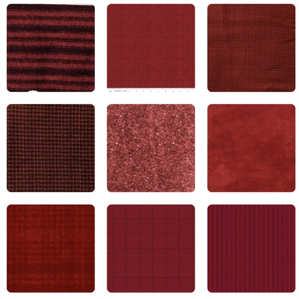 Red Flannel Fat Quarters - Build Your Own Fat Quarter Bundle - Woolies, Buttermilk Basin, Kim Diehl