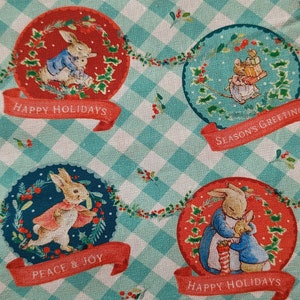 Festive Gingham Peter Rabbit - By the Half Yard -  Hoppy Holidays - 3262C-05