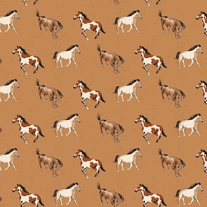 Wild Rose - Horses Sienna - By the Half Yard  - Riley Blake Designs - 14042 - Sienna