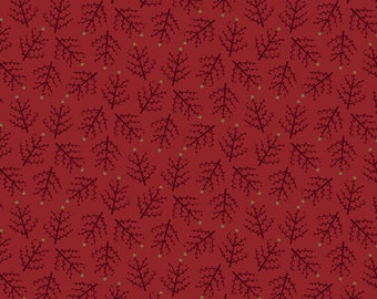 Feather Tree - By the Half Yard - Pam Buda Marcus Fabrics - Tree Farm - R170976D Red
