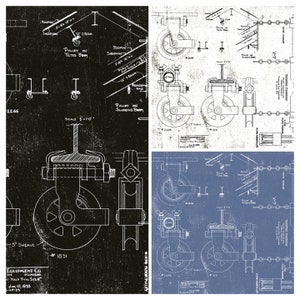 May include: A black and white blueprint diagram of a pulley system with a 5-inch sheave. The diagram includes text that reads "Equipment Co. St. Louis, Mo. Half Full Size Jan 10, 1933 -25-33" and "#1974 Floor Pulley".