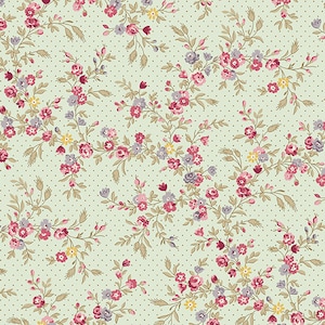 Sienna - Trailing Flowers - Mint - By the Half Yard - Max and Louise for Andover Fabrics - 689 - G