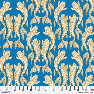 Voyaging Koi  - Water Garden - Sanderson  - Free Spirit - By the Half Yard - PWSA048 Blue