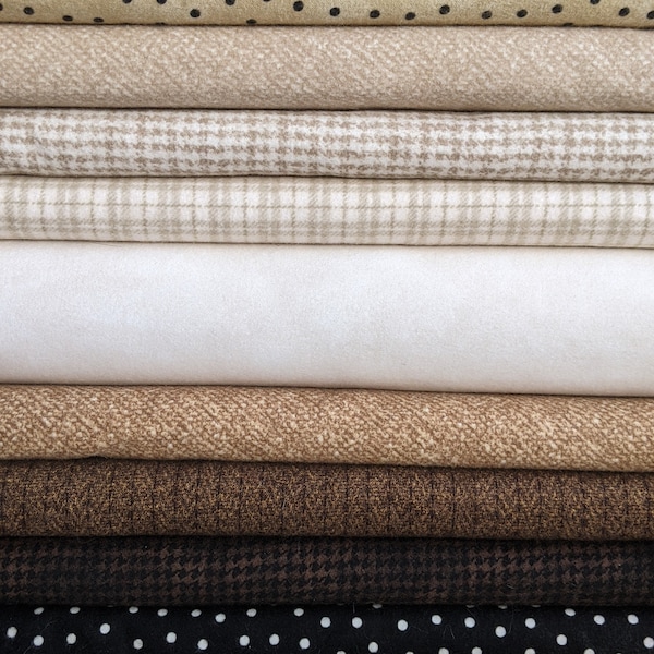 Woolies Flannel Neutrals - Build Your Own Fat Quarter Bundle - Cream, Tans, Browns, Black