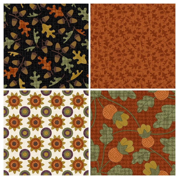 Autumn Harvest Woolies Flannels - Build Your Own Fat Quarter Bundle - Cream, Orange, Black, Green, Purple