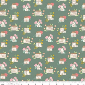 Emma Houses by Citrus and Mint for Riley Blake Designs - C12211- Rose -Mint - Dark Green - BTHY