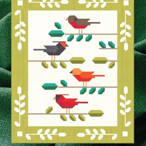 Bird Talk - Robin Pickens - Fat Quarter of Fat Eighth Vriendelijk Quiltpatroon - Twee maten - Lap of Twin